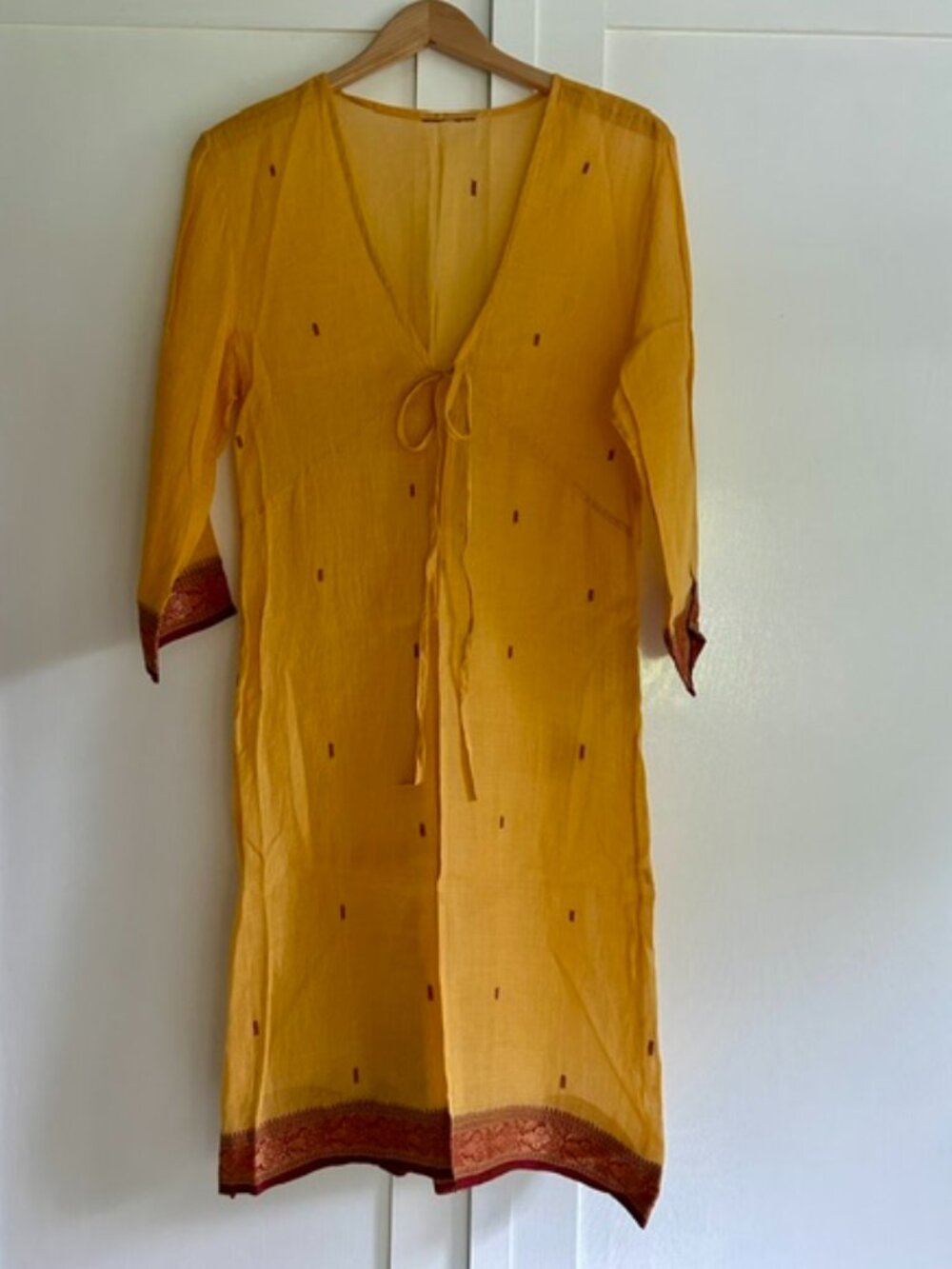 Golden Indian Summer Voile Like Lightweight Cotton Robe Coat Coverup